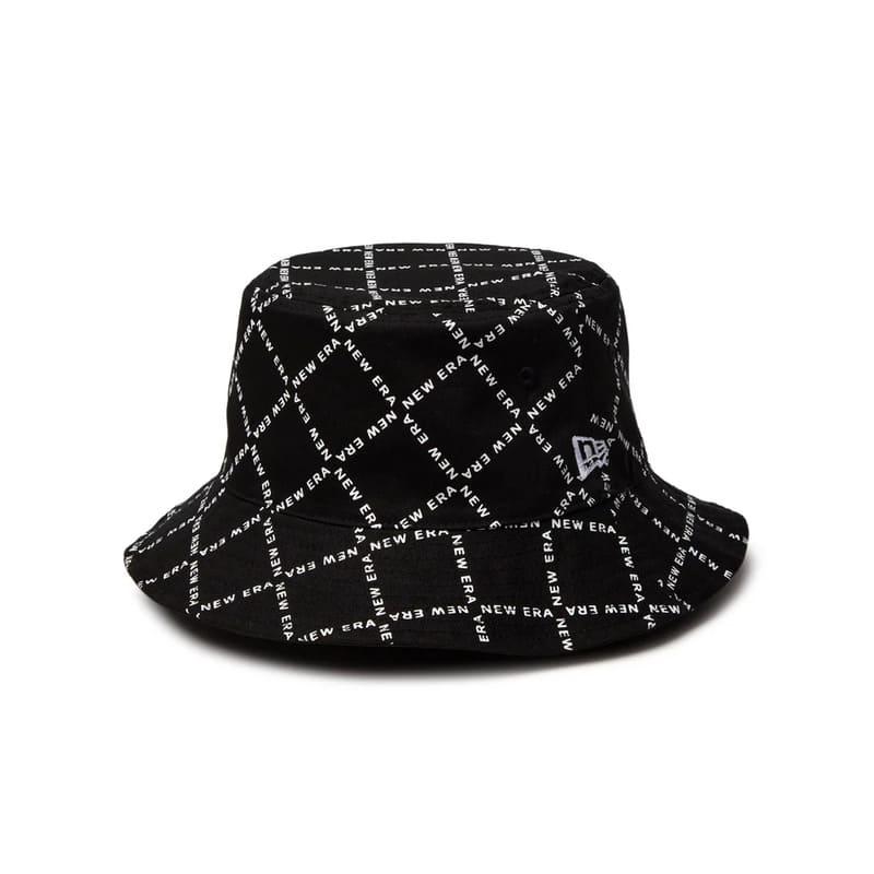 ★ ニューエラ NEWERA NBA 刺繍 総柄バケット ハット 黒 ★ NEW ERA（ニューエラ） 正規品 バケットハット バケハ 帽子 ハット