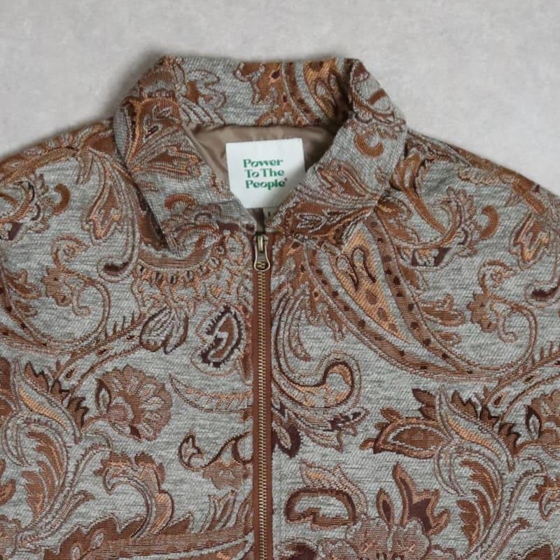 【送料無料】メンズ パワートゥーザピープル POWER TO THE PEOPLE ゴブラン ジャケット アウター ブルゾン 羽織り ジップアップ ペイズリー柄 総柄 ユニセックス レディース 青 ブルー 黒 ブラック 送料無料 メンズ パワートゥーザピープル ゴブラン ジャケット