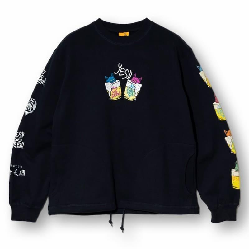 【送料無料】ゴースローキャラバン goslowcaravan 長袖 裏毛 スウェット トレーナー プルオーバー 猫と麦酒 猫とビール 猫 ねこ ネコ ビール ユニセックス メンズ レディース アイボリー 黒 ブラック go slow caravan（ゴースローキャラバン） 送料無料 長袖 裏毛