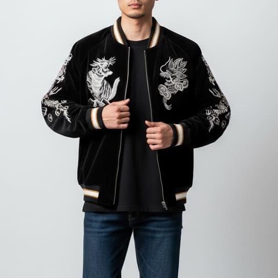 朧 送料無料 メンズ スカジャン ブルゾン アウター ジャケット 別珍