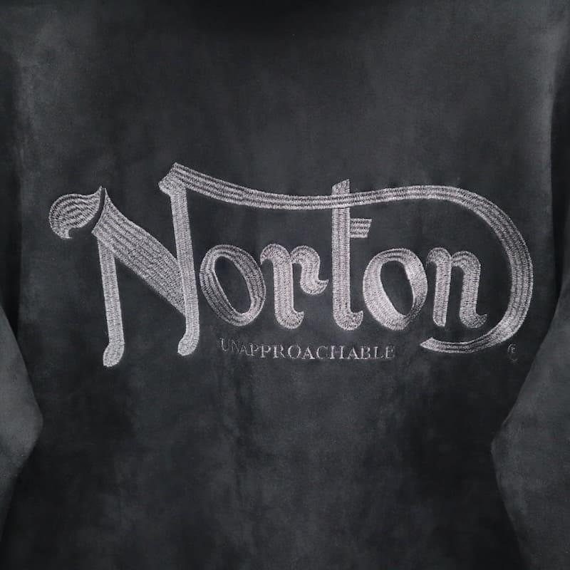 【美品】Norton ボアライニング カジュアルジャケット刺繍デザイン刺繍ロゴＬ ノートン（NORTON） 送料無料 メンズ 服 長袖 パーカー ジップパーカー