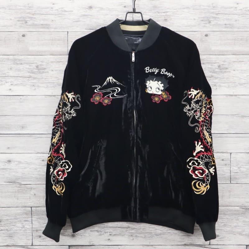 送料無料 メンズ スカジャン BETTY BOOP リバーシブル ベルベット