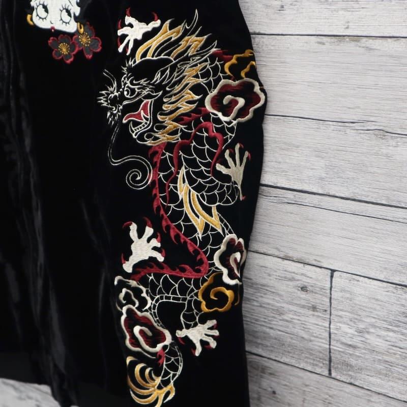 送料無料 メンズ スカジャン BETTY BOOP リバーシブル ベルベット