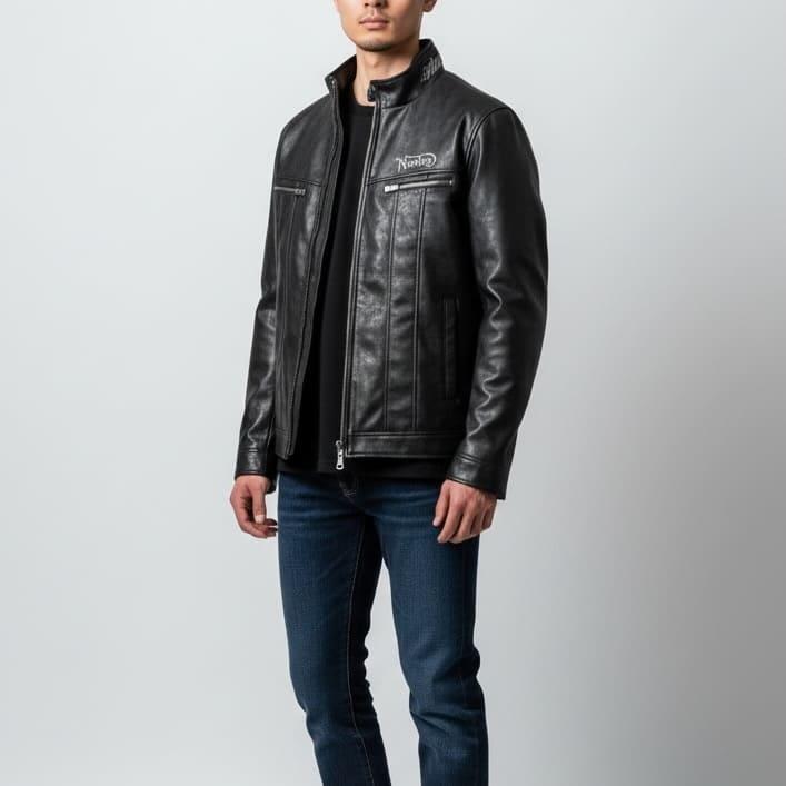 【送料無料】メンズ Norton ノートン 服 ライダース ジャケット アウター 合皮 合成皮革 フェイクレザー エコレザー PU ライナー ファー ベスト 3WAY マルチウェイ ロゴ 刺繍?黒ブラック 大きいサイズ M L XL 3L 4L ノートン（NORTON） 送料無料メンズ 服 ライダース ジャケット