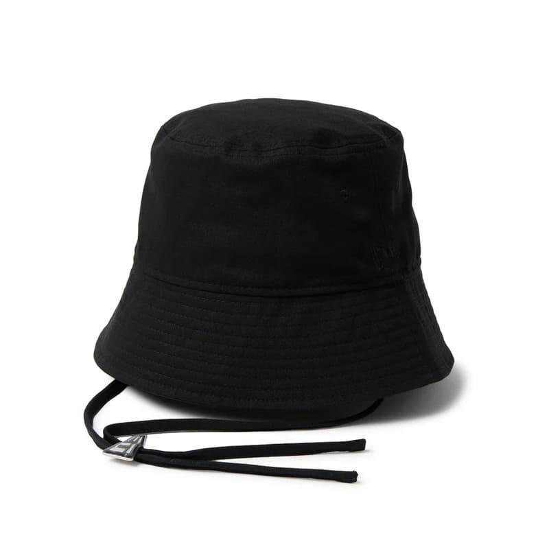 BLACK MESH HAT あご紐付 ブラック, L 59cm NEW ERA（ニューエラ） 正規品 バケット ハット 帽子 バケハ 刺繍 ロゴ
