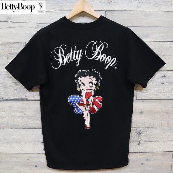 ベティ ブープ Betty Boop 半袖 Tシャツ 刺繍 星条旗 メンズ レディース ポケット付 綿 コットン 白t 黒t 送料無料 Be 77 Def Store 通販 Yahoo ショッピング