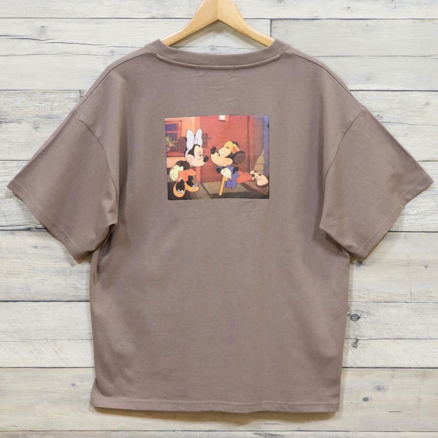 送料無料 レディース ディズニー 半袖 Tシャツ モカ ブラウン 茶 ミッキー ミニー オーバーサイズ ワイド バックプリント Disney Dis1 Def Store 通販 Yahoo ショッピング