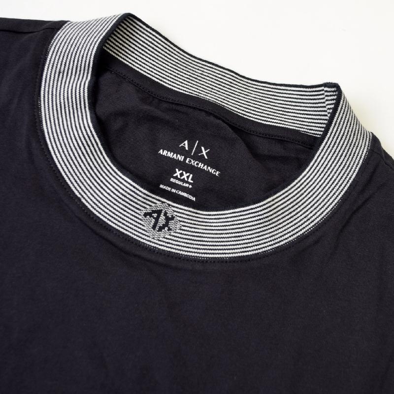 大きいサイズ メンズ アルマーニエクスチェンジ A/X ARMANI EXCHANGE クルーネック 半袖Ｔシャツ ストライプネック 襟ロゴ ダークネイビー REGULAR FIT + XXL | ARMANI EXCHANGE | 03