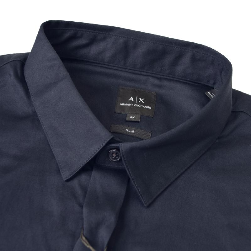大きいサイズ メンズ アルマーニエクスチェンジ A/X ARMANI EXCHANGE 長袖シャツ ワンポイント ロゴ刺繍 ネイビー 紺 XXL | ARMANI EXCHANGE | 03