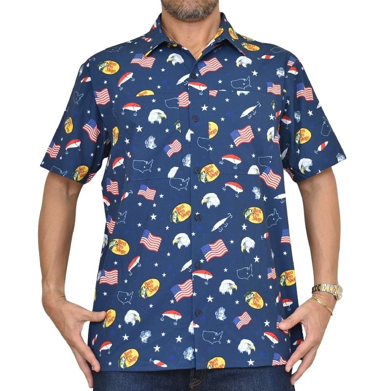 大きいサイズ メンズ BASS PRO SHOPS バスプロショップ 半袖シャツ 総柄 アロハ 釣り フィッシング L XL XXL XXXL XXXXL |  | 01