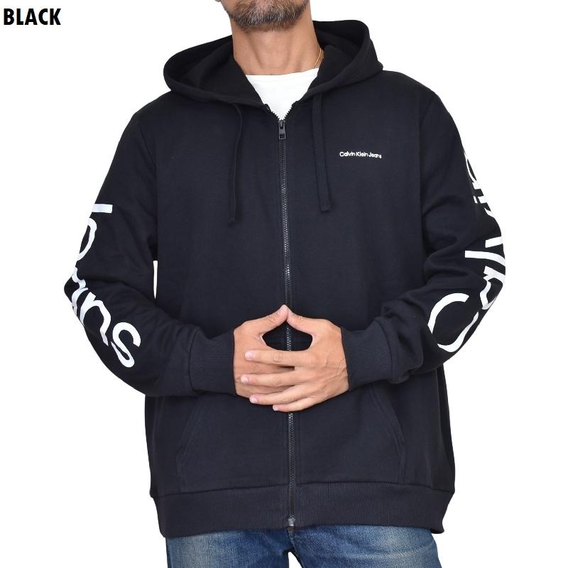 カルバンクラインジーンズ メンズ ビッグロゴ パーカー M 白 ブラック ロゴ Calvin Klein（カルバン・クライン） 大きいサイズ メンズ CK カルバン