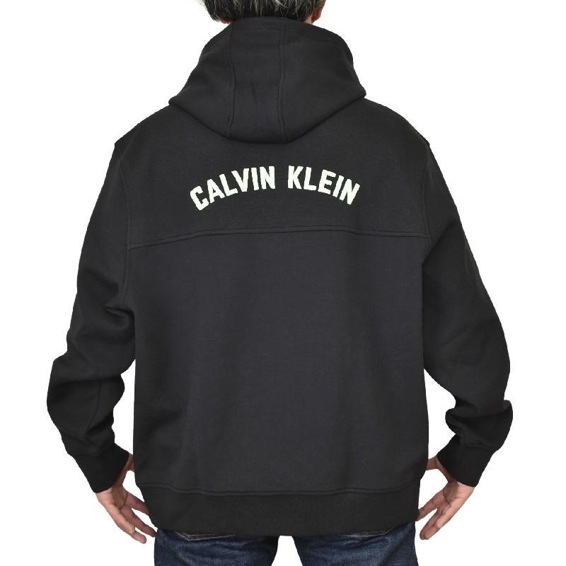 大きいサイズ メンズ CK カルバンクラインジーンズ Calvin Klein Jeans バックプリント アーチロゴ 切替 プルオーバー パーカー フーディー 黒 ブラック XXL | Calvin Klein | 02