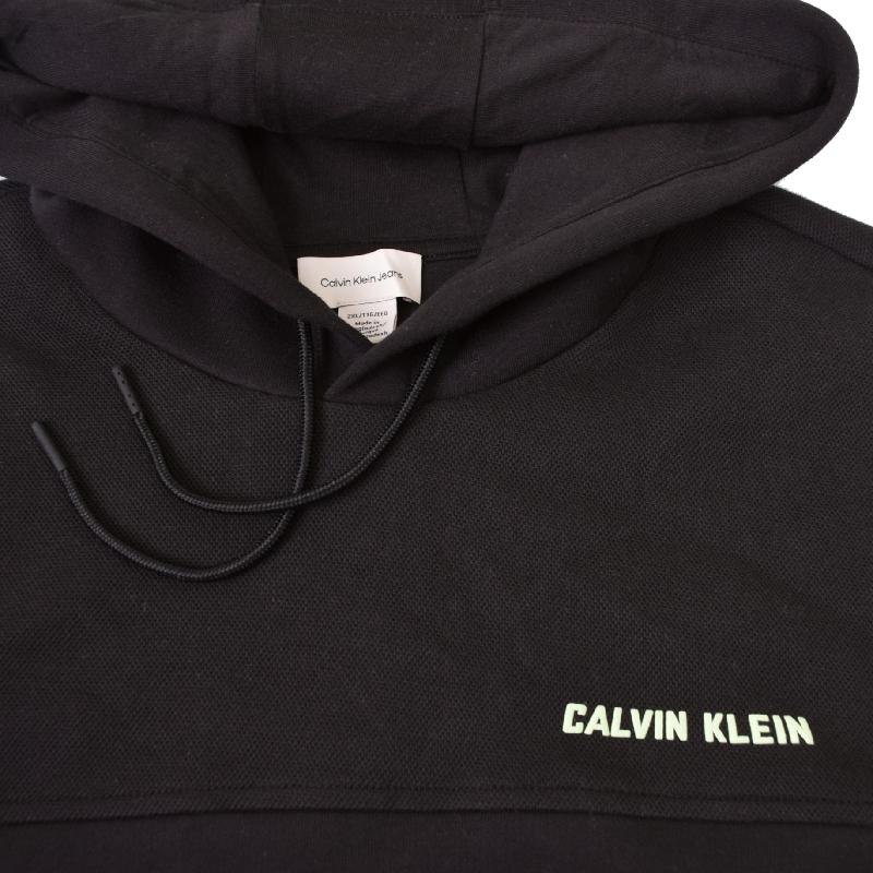 大きいサイズ メンズ CK カルバンクラインジーンズ Calvin Klein Jeans バックプリント アーチロゴ 切替 プルオーバー パーカー フーディー 黒 ブラック XXL | Calvin Klein | 03