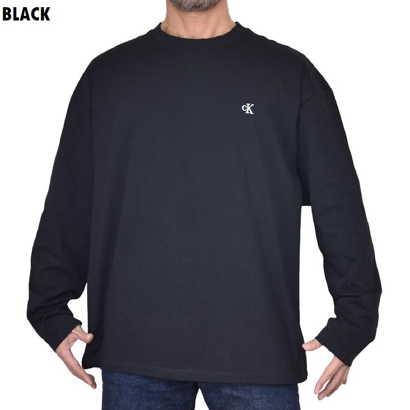 大きいサイズ メンズ CK Calvin Klein Jeans カルバンクラインジーンズ クルーネック 長袖Ｔシャツ ロンＴ ワンポイント刺繍 ヘビーウエイト XXL | Calvin Klein | 01