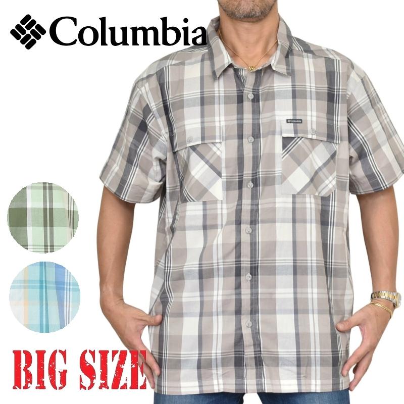 大きいサイズ メンズ Columbia コロンビア 半袖 オープンシャツ ポケット チェック柄 XXL | Columbia