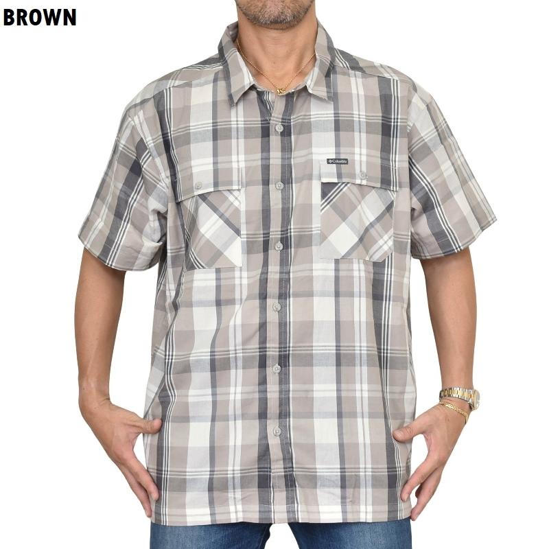 大きいサイズ メンズ Columbia コロンビア 半袖 オープンシャツ ポケット チェック柄 XXL | Columbia | 01