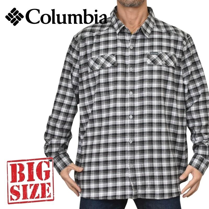 大きいサイズ メンズ COLUMBIA コロンビア チェック ボタンダウン 長袖シャツ ワンポイント ポケット USAモデル XXL | Columbia