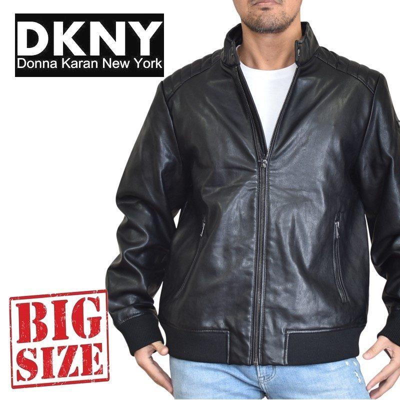 SALE 大きいサイズ メンズ DKNY ダナキャランニューヨーク フェイクレザージャケット ライダース アウター ブルゾン 黒 ブラック XL  XXL :DKNY-004-I:deff 大きいサイズメンズ専門店 - 通販 - Yahoo!ショッピング