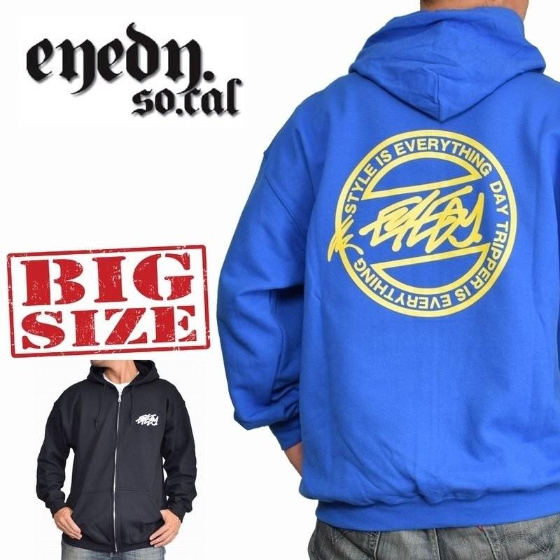 SALE 大きいサイズ メンズ EYEDY アイディー TEAM CIRCLE パーカー フルジップ スウェット 裏起毛 XL XXL | 