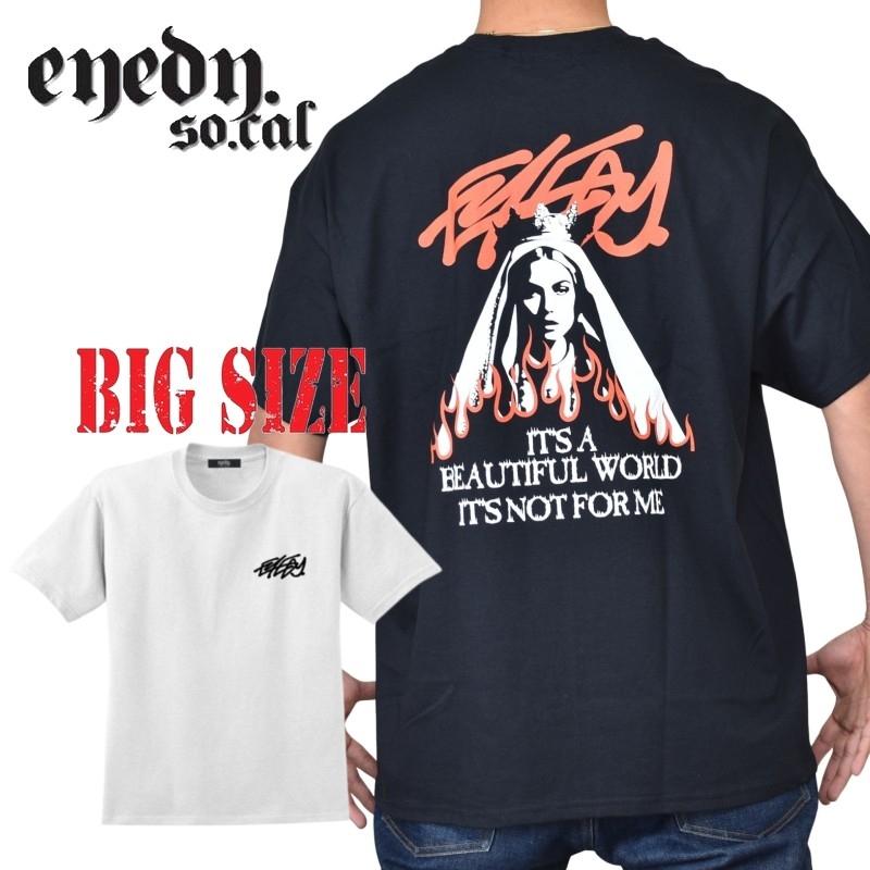 大きいサイズ メンズ EYEDY アイディー NOT FOR ME 半袖Tシャツ 黒 白