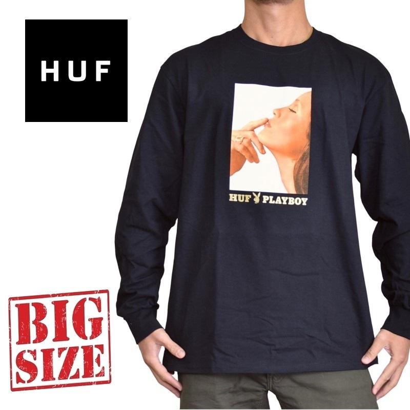 SALE 大きいサイズ メンズ HUF ハフ PLAYBOY プレイボーイ LUST FOR LIFE 長袖Ｔシャツ ロンＴ 黒 ブラック XL XXL [M便 1/1]｜deff