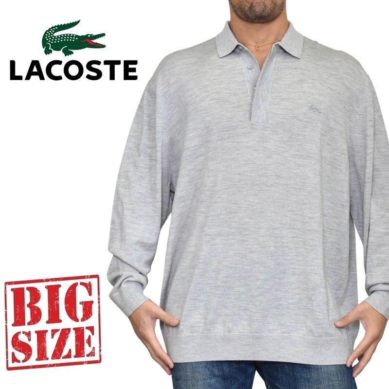 SALE 大きいサイズ メンズ ラコステ LACOSTE ワンポイント ニットポロシャツ セーター カットソー XXXL XXXXL :LAC