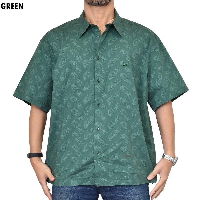 大きいサイズ メンズ ラコステ LACOSTE 半袖シャツ トーナルカラーリング 総柄 Short Sleeve Vintage Print Shirt XXL | LACOSTE | 03