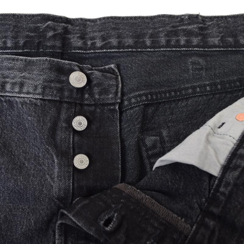 大きいサイズ メンズ LEVI'S リーバイス 501 ボタンフライ ストレート ジーンズ ブラック デニムパンツ ウォッシュ加工 アメカジ USAモデル w46 | Levi's | 03
