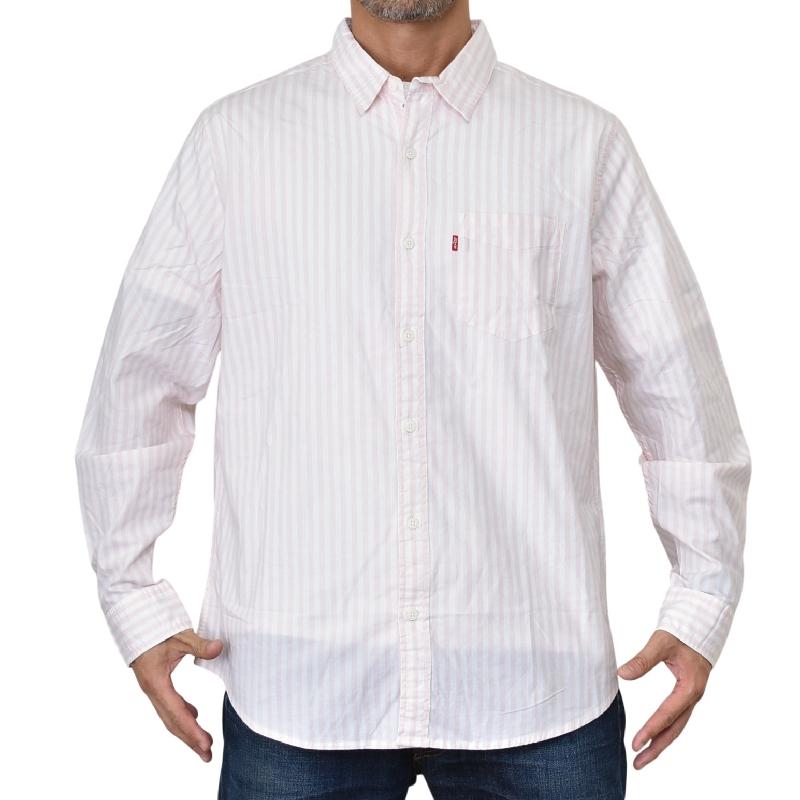 大きいサイズ メンズ LEVI'S リーバイス 長袖シャツ ストライプシャツ ポケット ポプリンシャツ コットンシャツ カジュアルシャツ Shirt USAモデル XL XXL | Levi's | 01