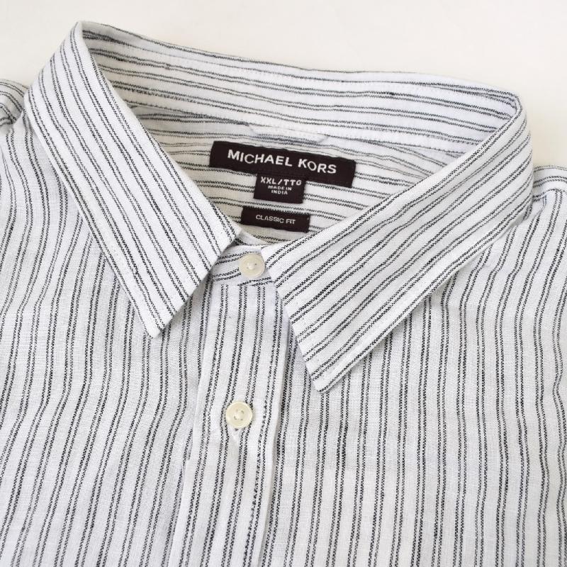 大きいサイズ メンズ MK MICHAEL KORS マイケルコース 半袖 オープンシャツ ストライプ リネン 麻 XXL | MICHAEL KORS | 03