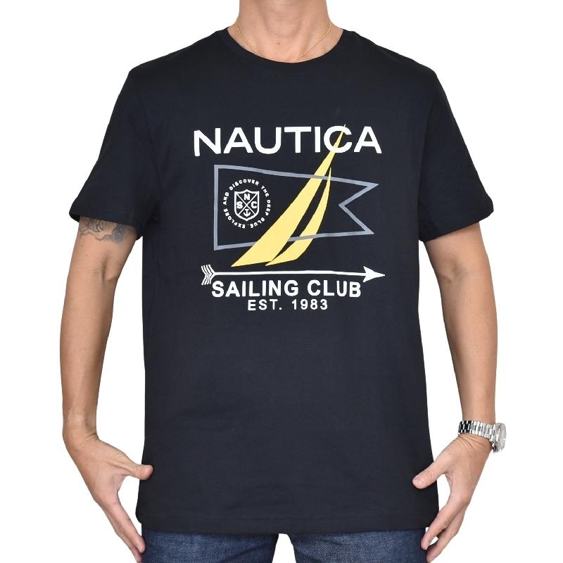 大きいサイズ メンズ NAUTICA ノーティカ ノーチカ 半袖 Tシャツ クルーネック ブラック 黒 プリント XL XXL XXXL | NAUTICA | 01