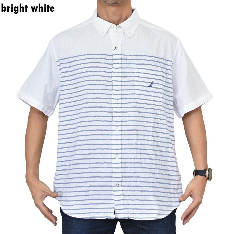 大きいサイズ メンズ NAUTICA ノーティカ 半袖 シャツ ドビーストライプ ショートスリーブシャツ ボタンダウン コットン striped short-sleeve shirt XXL | NAUTICA | 03