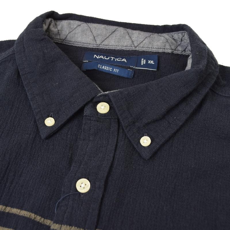 大きいサイズ メンズ NAUTICA ノーティカ 半袖 シャツ ドビーストライプ ショートスリーブシャツ ボタンダウン コットン striped short-sleeve shirt XXL | NAUTICA | 05