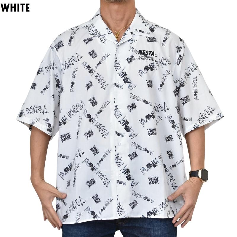 大きいサイズ メンズ ネスタブランド NESTA BRAND 半袖シャツ マーブルロゴ パターン 開襟シャツ XXL | NESTA BRAND | 01