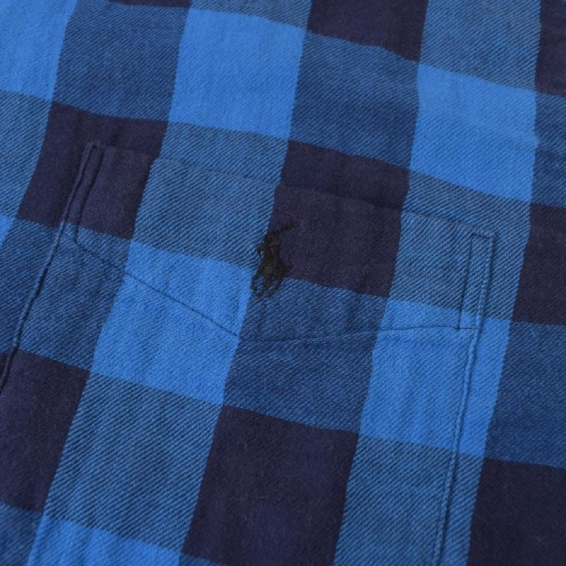 【USA製】ポロバイラルフローレン ラガーシャツ ロゴ チェック柄 2XL相当 POLO RALPH LAUREN（ポロ・ラルフローレン） 大きいサイズ メンズ