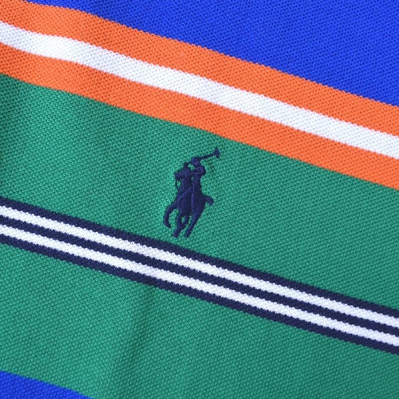 【新品&現行】ポロラルフローレン QR ボーダーポロシャツ ジップ M POLO RALPH LAUREN（ポロ・ラルフローレン） 大きいサイズ メンズ