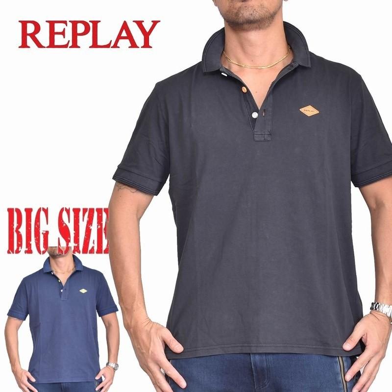 大きいサイズ メンズ Replay リプレイ 半袖ポロシャツ ワンポイント コットン 黒 ブラック ネイビー Xl Xxl Xxxl Re 003 A Deff 大きいサイズメンズ専門店 通販 Yahoo ショッピング