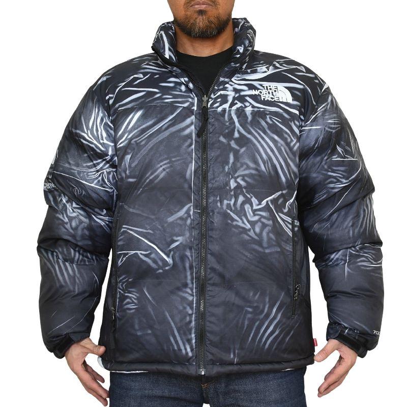 大きいサイズ メンズ Supreme シュプリーム The North Face Printed Nuptse Trompe L'oeil Jacket ヌプシ ダウンジャケット 黒 ブラック XLの画像