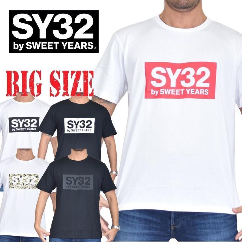 別注 大きいサイズ メンズ SY32 by SWEET YEARS スウィートイヤーズ ボックス ロゴ 半袖 Tシャツ BOX LOGO XXL XXXL XXXXL [M便 1/1]｜deff