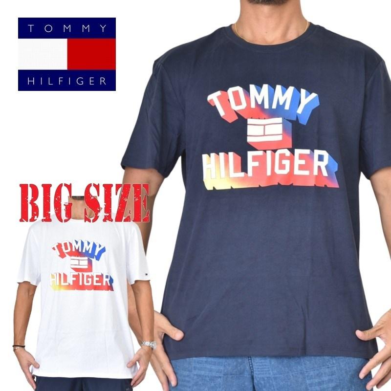 大きいサイズメンズ TOMMY HILFIGER トミーヒルフィガー 半袖Tシャツ クルーネック 白 ホワイト XL XXL [M便 1/1