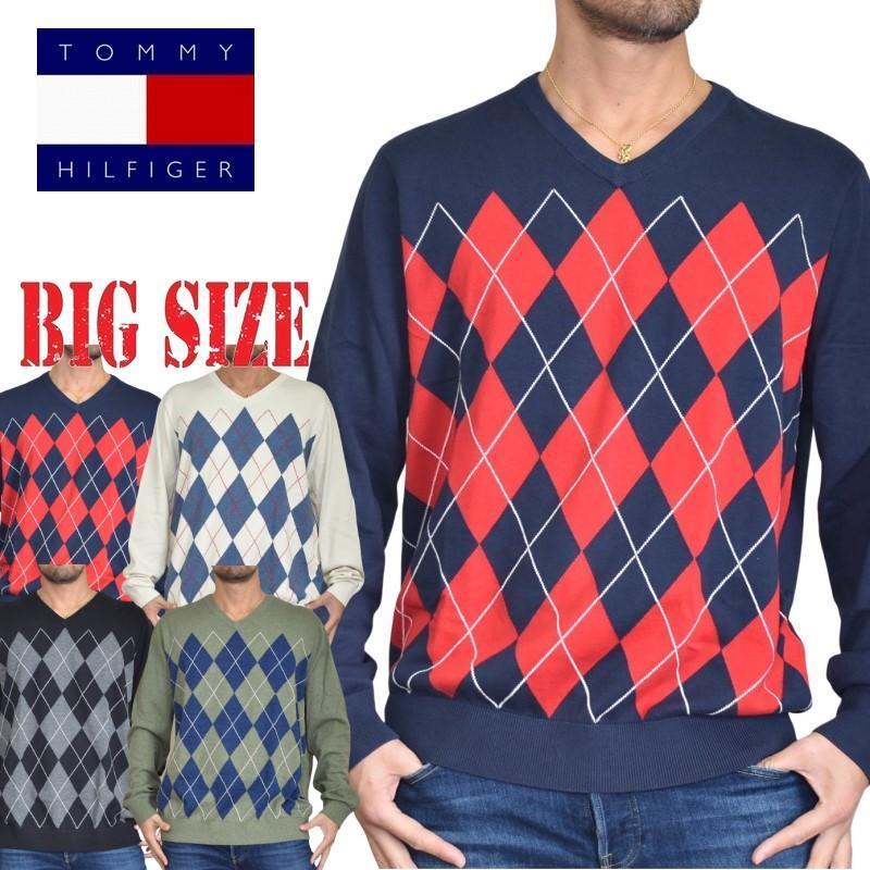 大きいサイズメンズ Tommy Hilfiger トミーヒルフィガー Vネック セーター ニット コットン 長袖 アーガイル柄 ワンポイント Xl Xxl Xxxl Th 044 D Deff 大きいサイズメンズ専門店 通販 Yahoo ショッピング