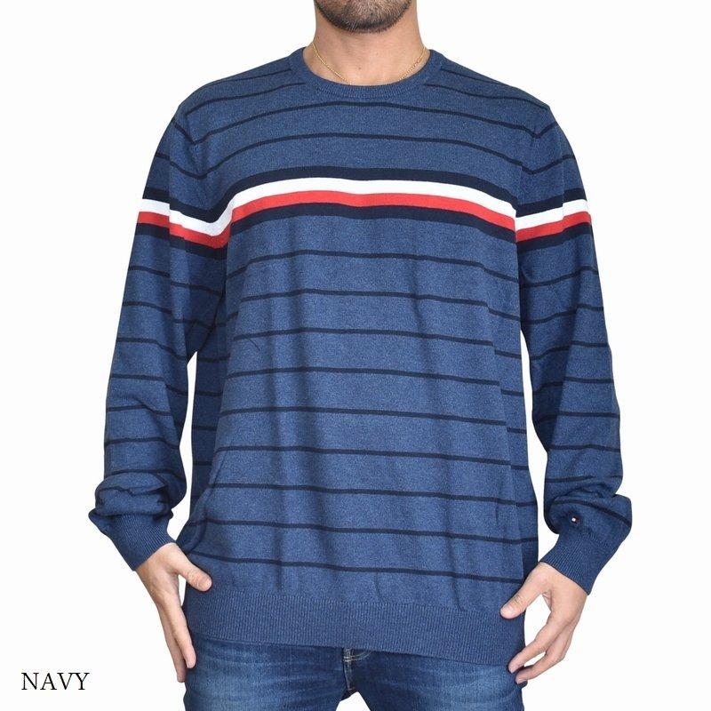 トミーヒルフィガー セーター トップス クルーネック コットンニット 大きいサイズ メンズ XLサイズ ネイビー   TOMMY HILFIGER SALE 大きいサイズメンズ トミーヒルフィガー