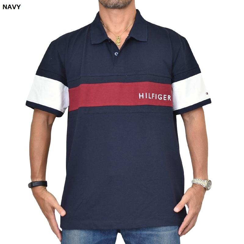 【新品タグ付】 トミーヒルフィガー ポロシャツ XL 紺 鹿の子 ロゴ刺繍 半袖 TOMMY HILFIGER（トミー・ヒルフィガー） メンズ 鹿の子ポロシャツ 父