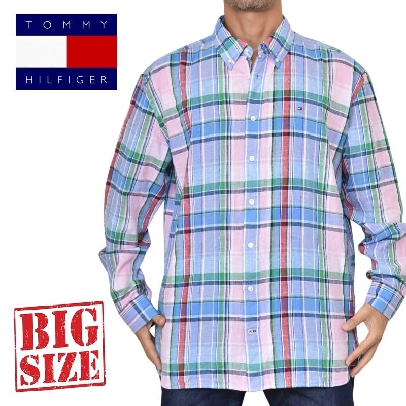 スターチームチェック柄 Mサイズ TOMMY HILFIGER（トミー・ヒルフィガー） 大きいサイズメンズ リネン