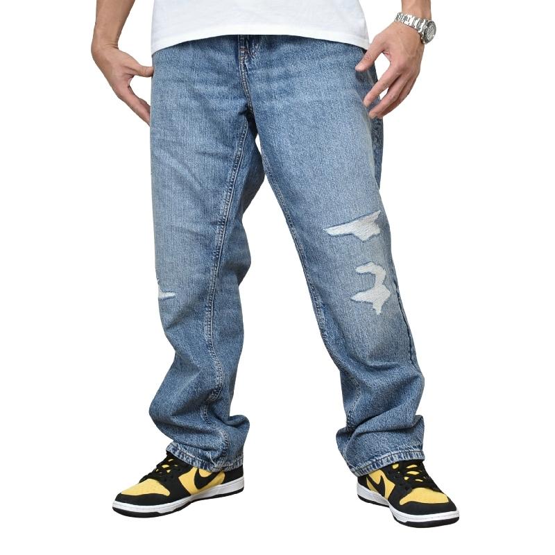 大きいサイズメンズ TOMMY HILFIGER トミーヒルフィガー Jeans リラックスストレート ダメージ 加工 デニムパンツ ジーンズ ジーパン ヘンプ混 40 42 44インチ | TOMMY HILFIGER | 01