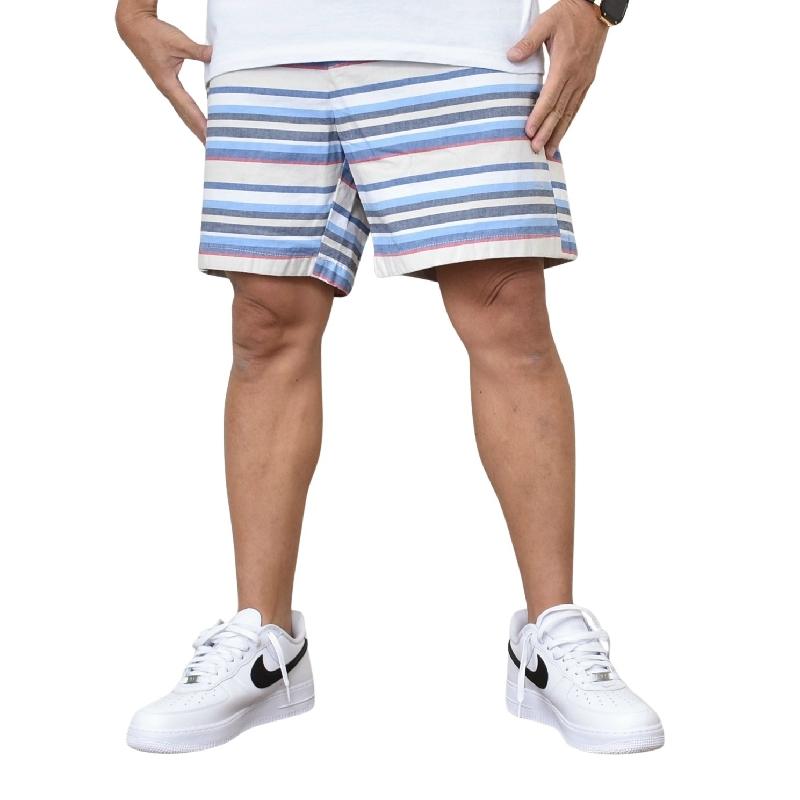 大きいサイズ メンズ トミーヒルフィガー TOMMY HILFIGER ボーダーストライプ柄 コットンツイル ショーツ ハーフパンツ ショートパンツ 7inch 38 40 42 44インチ | TOMMY HILFIGER | 01