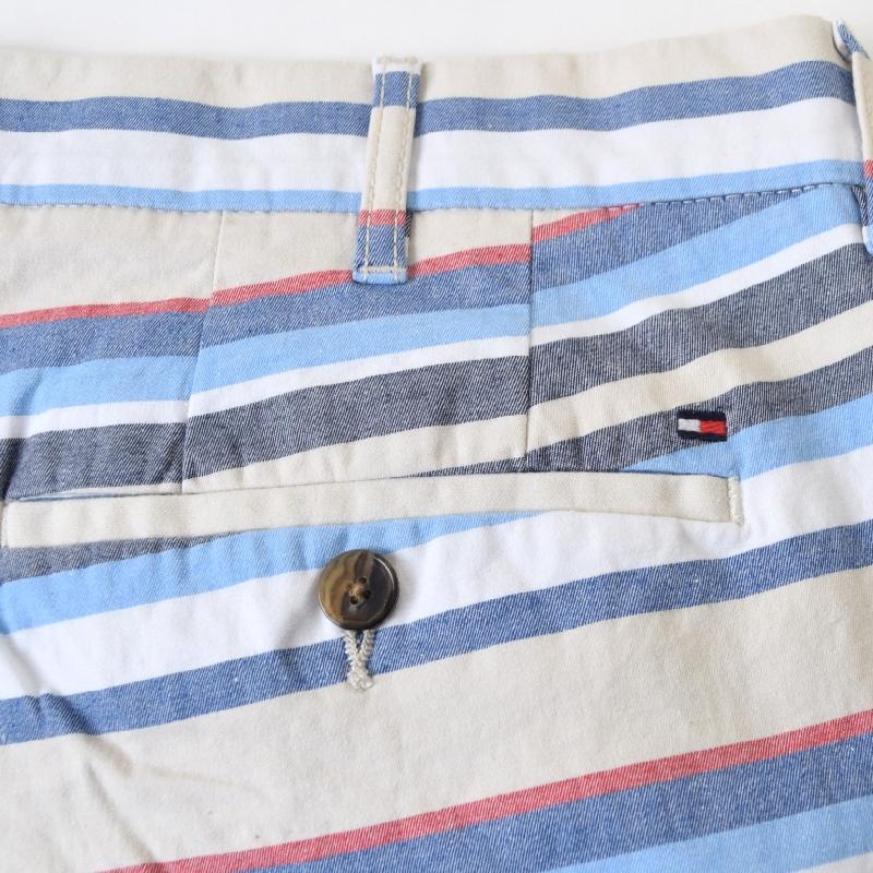 大きいサイズ メンズ トミーヒルフィガー TOMMY HILFIGER ボーダーストライプ柄 コットンツイル ショーツ ハーフパンツ ショートパンツ 7inch 38 40 42 44インチ | TOMMY HILFIGER | 05
