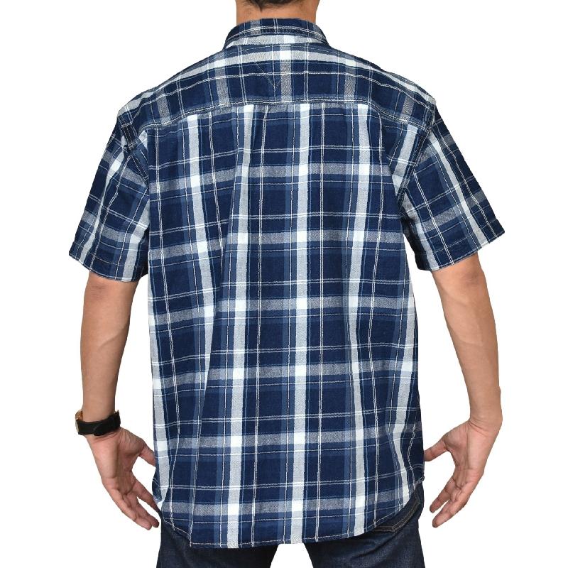 大きいサイズメンズ トミーヒルフィガー TOMMY HILFIGER 半袖 シャツ インディゴ チェック デニムシャツ Indigo Plaid Short Sleeve Shirt XL | TOMMY HILFIGER | 02