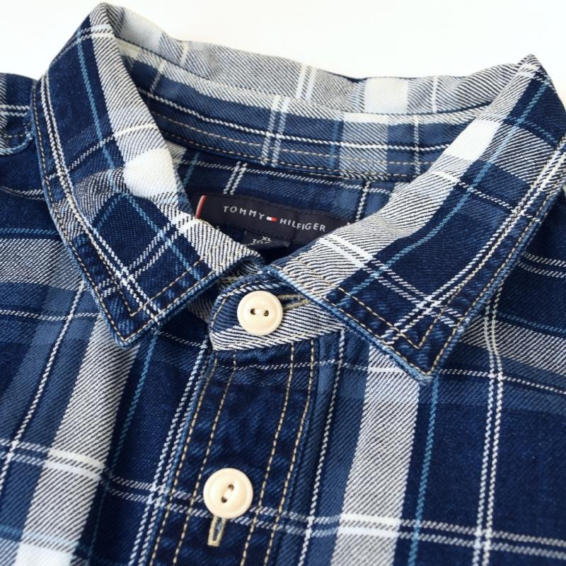 大きいサイズメンズ トミーヒルフィガー TOMMY HILFIGER 半袖 シャツ インディゴ チェック デニムシャツ Indigo Plaid Short Sleeve Shirt XL | TOMMY HILFIGER | 03