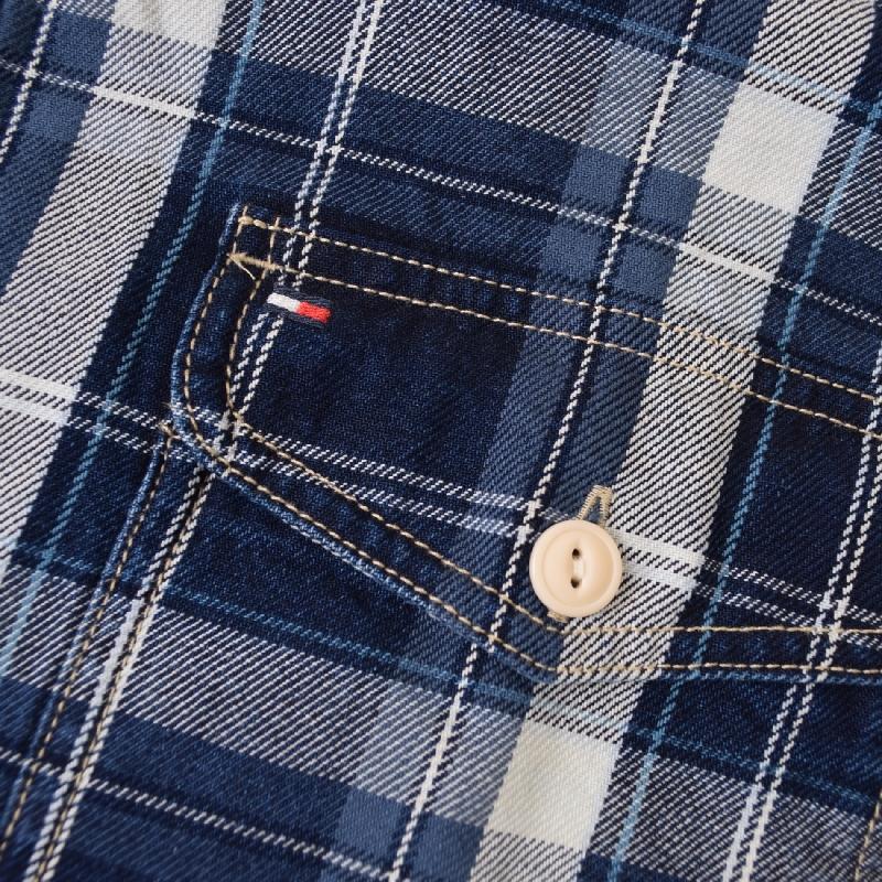 大きいサイズメンズ トミーヒルフィガー TOMMY HILFIGER 半袖 シャツ インディゴ チェック デニムシャツ Indigo Plaid Short Sleeve Shirt XL | TOMMY HILFIGER | 04